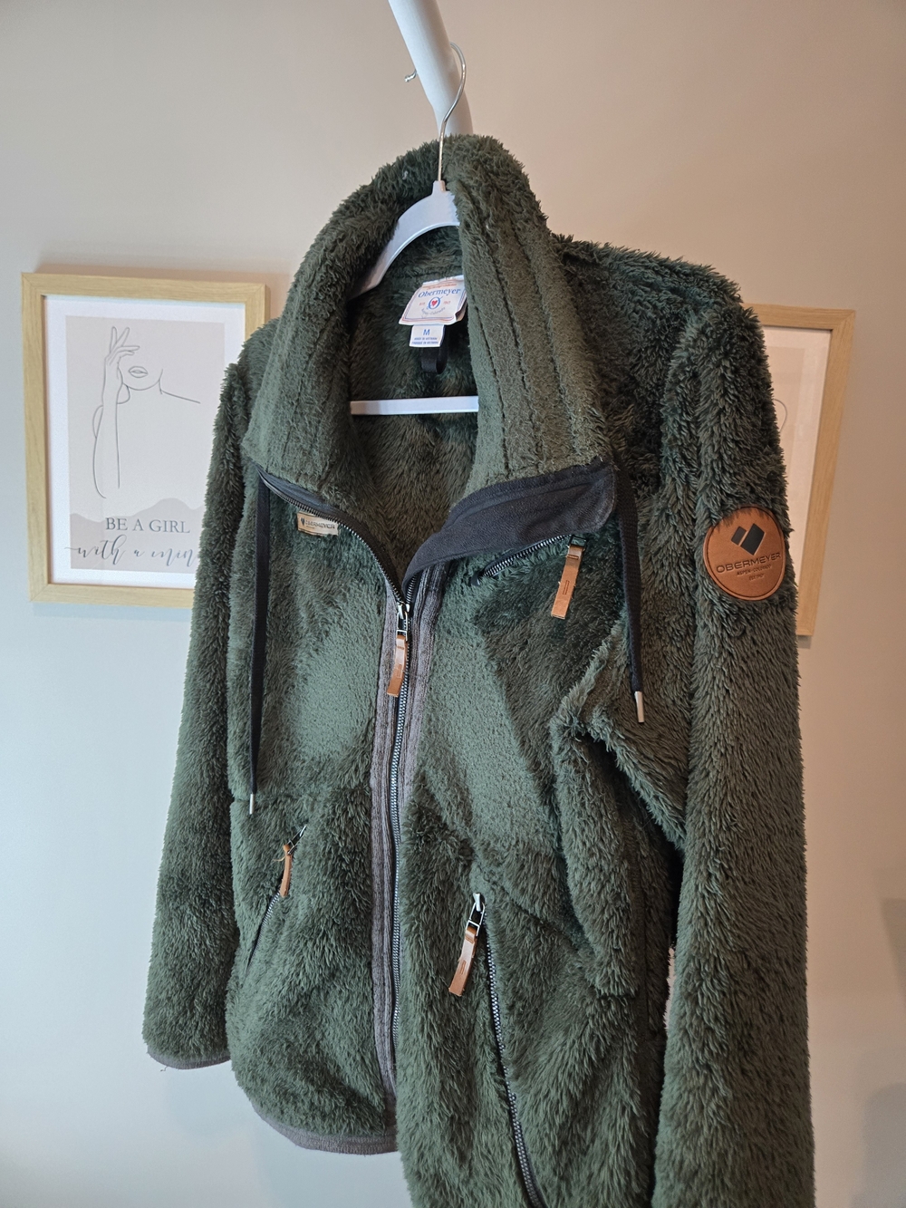 Obermeyer Olive Green Sherpa Teddy Style Jacket